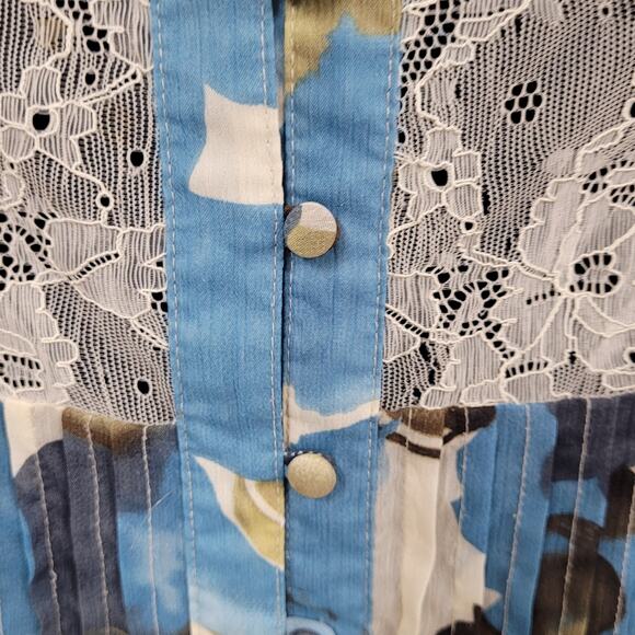 cj banks Women's Blouse Multi Colored  Button Down, 3/4 Sleeve, Covered buttons - Picture 3 of 5